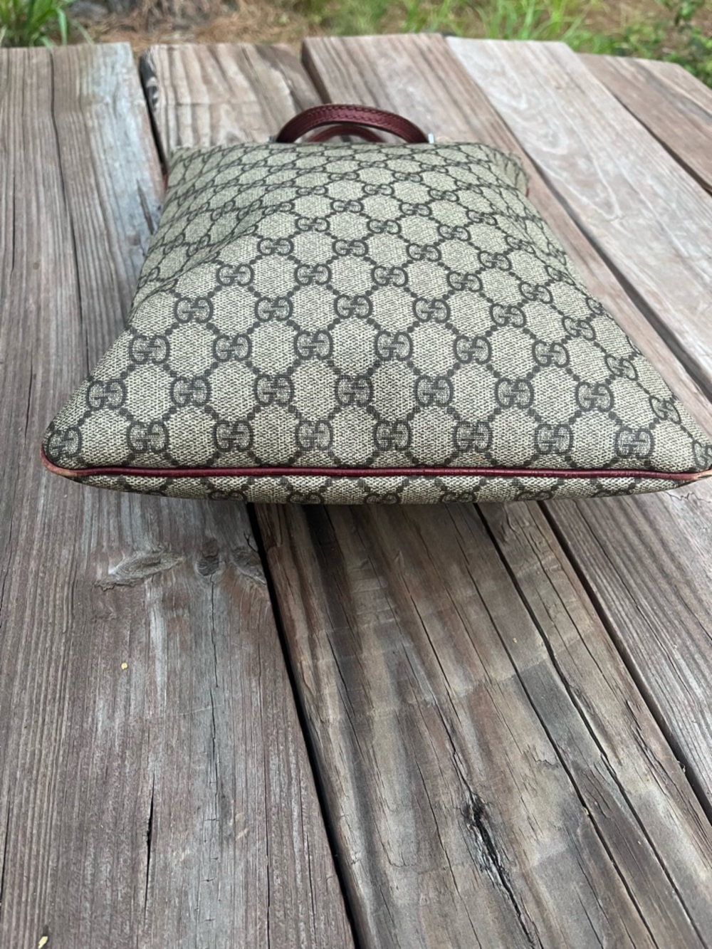 GUCCI GG Monogram Supreme Leather Hand Bag PVC Beige Silver 117551 Authentic - Picture 11 of 12